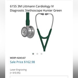 3M Littmann Cardiology IV Diagnostic Stethoscope Hunter Green